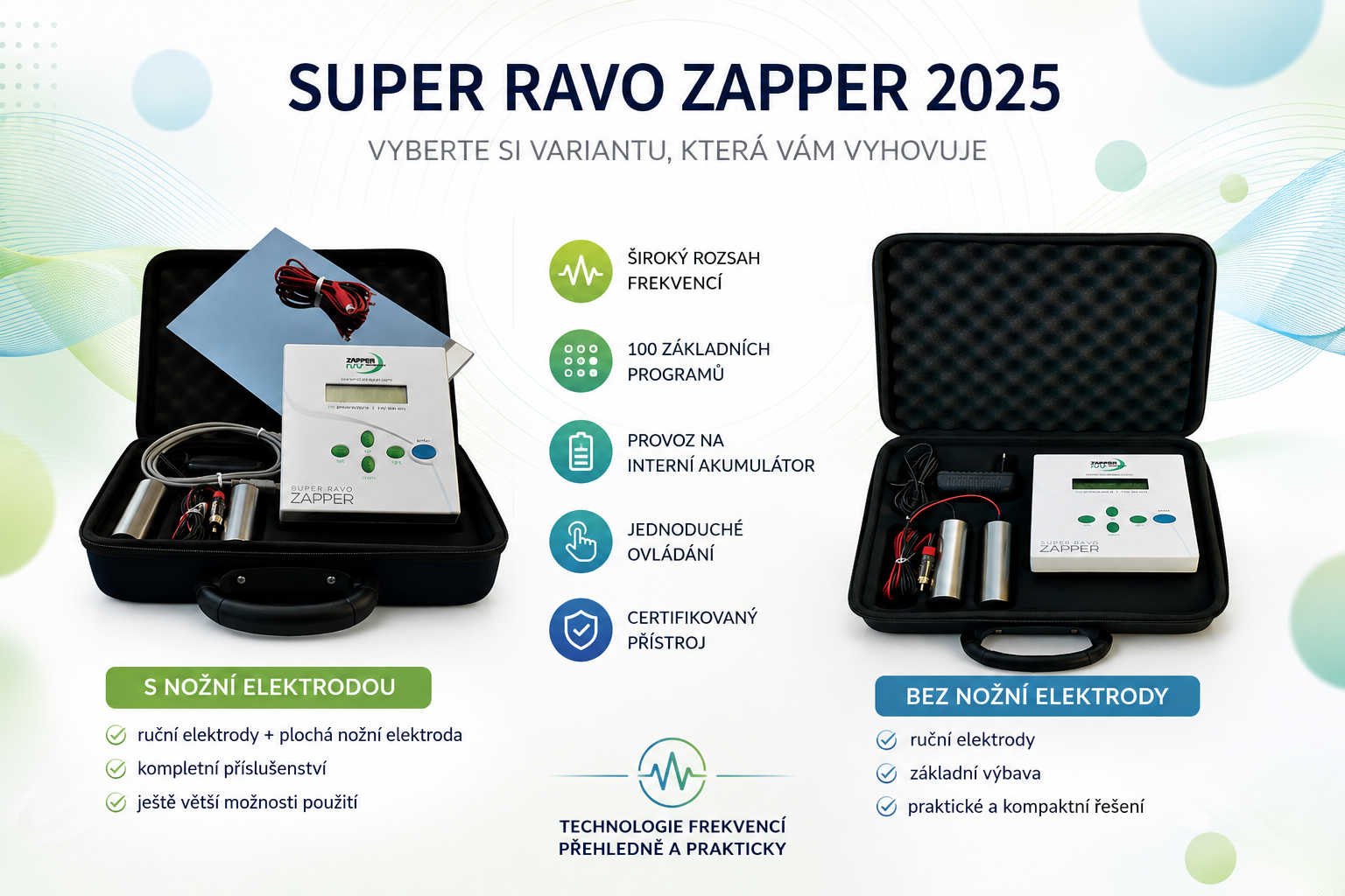 Super Ravo Zapper 2025: s nožní elektrodou, nebo bez ní