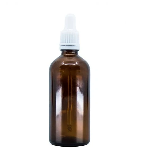 Bewit Lahvička skleněná hnědá lesklá, 100 ml, bílá pipeta