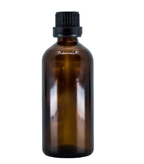 Bewit Lahvička skleněná hnědá lesklá, 100 ml, kapátko, černý uzávěr