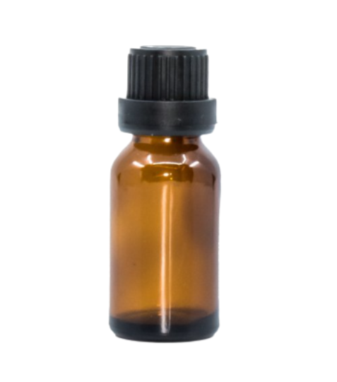 Bewit Lahvička skleněná hnědá lesklá, 15 ml, kapátko, černý uzávěr