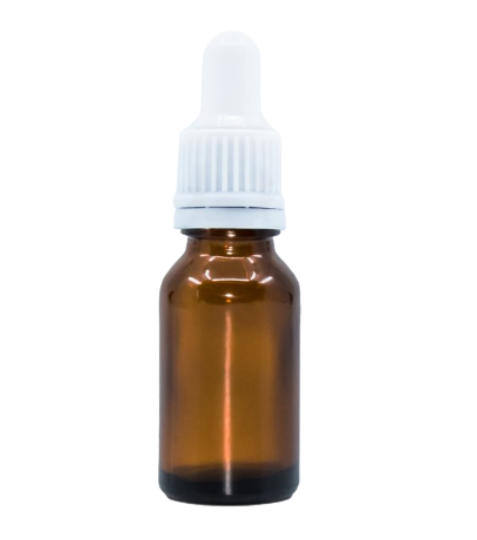 Bewit Lahvička skleněná hnědá lesklá, 15 ml, bílá pipeta