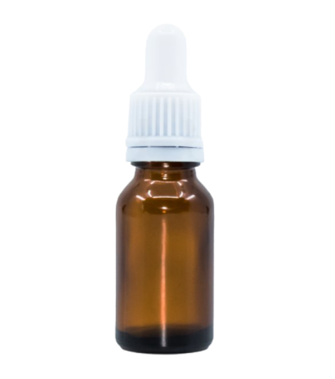 Bewit Lahvička skleněná hnědá lesklá, 30 ml, bílá pipeta