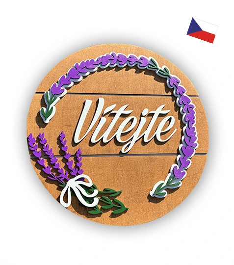 JH WoodArt dřevěná cedule F - Vítejte 38 cm