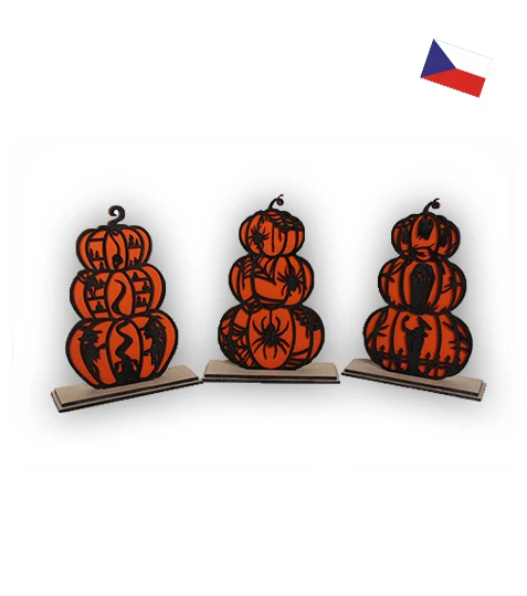 JH WoodArt Halloweenová dekorace dýní set 3 ks