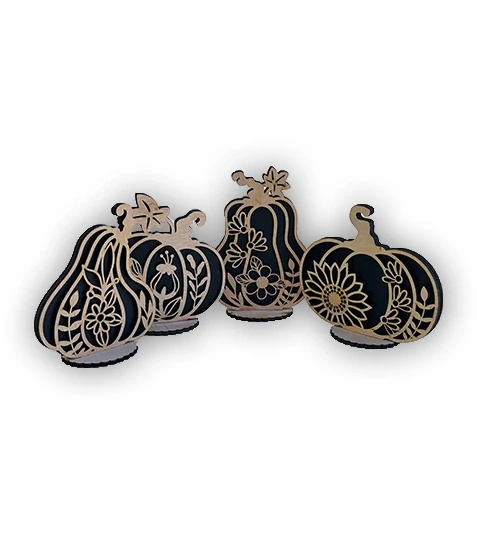 JH WoodArt Halloweenová dekorace dýně set 4 ks