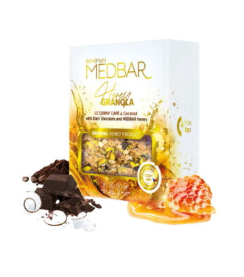 Eurona MEDBAR Medová granola s kávou CC CERNY CAFÉ, kokosem, hořkou čokoládou a medem 400 g