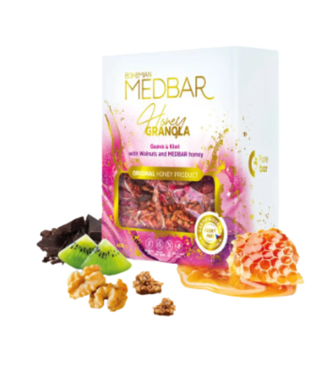 Eurona MEDBAR Medová granola s kvajávou, vlašskými ořechy, kiwi a medem 400 g