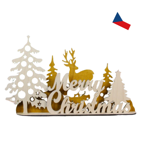 JH WoodArt Vánoční dekorace „Merry Christmas” 1 ks