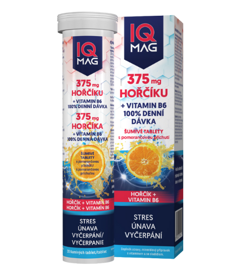 Naturprodukt IQ Mag hořčík 375 mg + B6 pomeranč šumivé tablety 20 tbl.