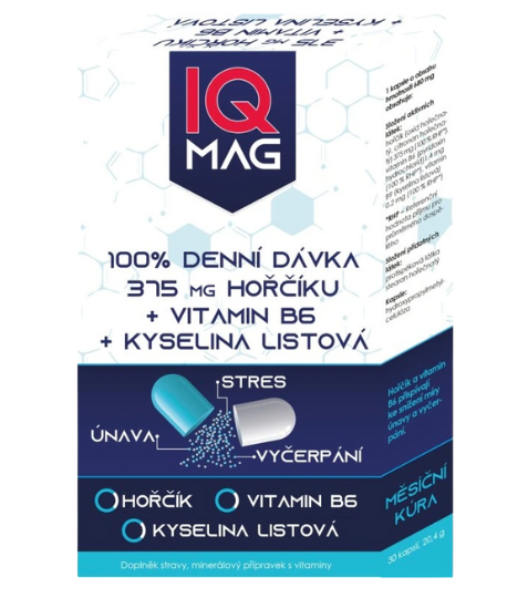 Naturprodukt IQ Mag hořčík 375 mg + B6 + kys.listová kapsle 30 cps.