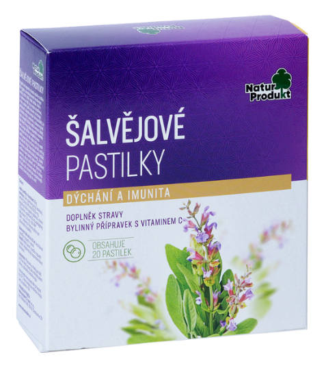 Naturprodukt Šalvějové pastilky 20 pastil.