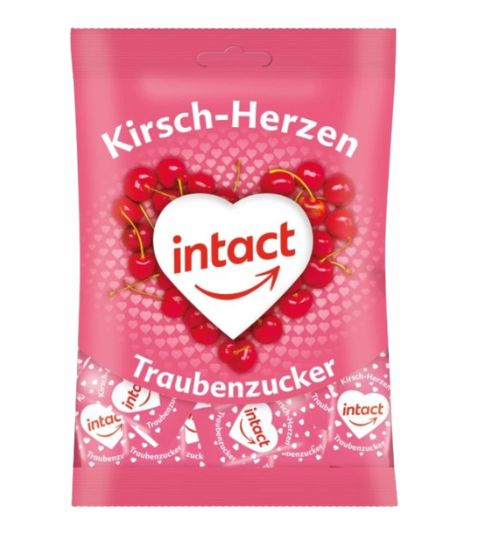 Intact hroznový cukr Třešňová srdíčka 75 g