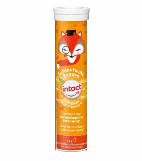 Intact Chytrá liška, žel.+vit.C,šum. tbl. Pomeranč 15 tbl.
