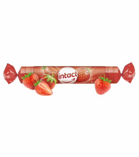 Intact rolička hroznový cukr s vit. C JAHODA 40 g
