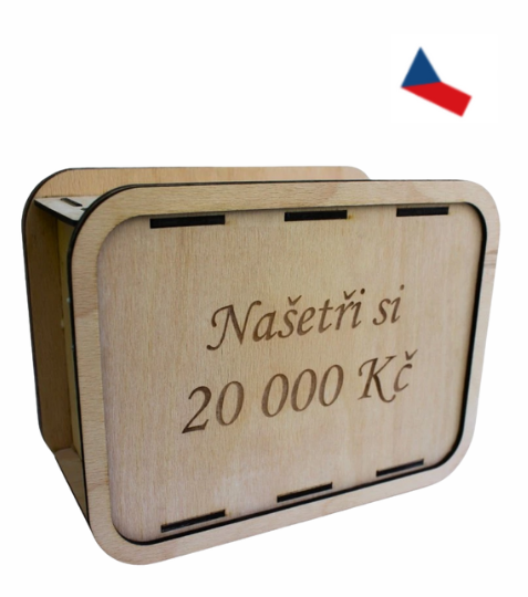 JH WoodArt Znovupoužitelná dřevěná pokladnička 20 000,-Kč