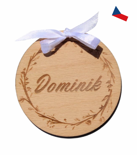JH WoodArt Dřevěná svatební jmenovka - kulatá 1 ks