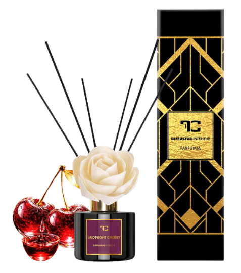 Dedra MIDNIGHT CHERRY difuzér s FLOW květinou & tyčinkami PARFUMIA