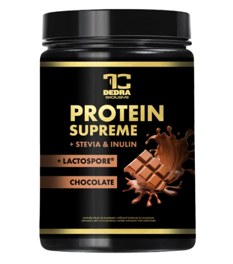 Dedra PROTEIN SUPREME komplexní proteinový nápoj se Stevií, Inulinem a probiotikem LactoSpore čokoláda 750 g