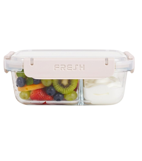 Dedra CVAK&CVAK 2v1 Dělená skleněná krabička na jídlo 150+250 ml béžová 1 ks