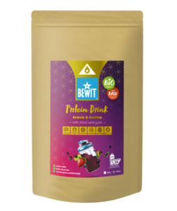Bewit Proteinový nápoj aronie s černým rybízem, borůvkou a jahodou se sušenou třtinovou šťávou, BIO 