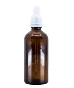 Bewit Lahvička skleněná hnědá lesklá, 100 ml, bílá pipeta