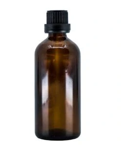 Bewit Lahvička skleněná hnědá lesklá, 100 ml, kapátko, černý uzávěr