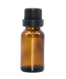 Bewit Lahvička skleněná hnědá lesklá, 15 ml, kapátko, černý uzávěr