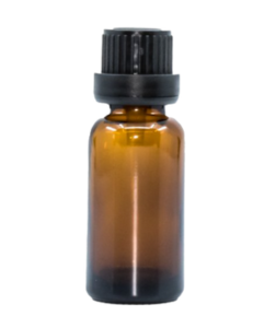 Bewit Lahvička skleněná hnědá lesklá, 20 ml, kapátko, černý uzávěr