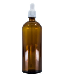 Bewit Lahvička skleněná hnědá lesklá, 200 ml, bílá pipeta