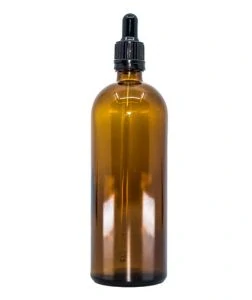 Bewit Lahvička skleněná hnědá lesklá, 200 ml, černá pipeta