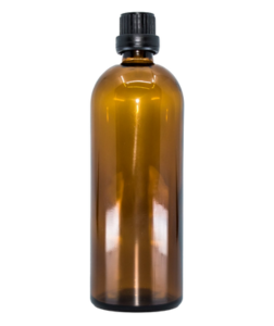 Bewit Lahvička skleněná hnědá lesklá, 200 ml, kapátko, černý uzávěr