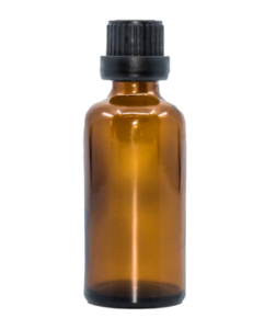 Bewit Lahvička skleněná hnědá lesklá, 50 ml, kapátko, černý uzávěr