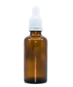 Bewit Lahvička skleněná hnědá lesklá, 50 ml, bílá pipeta