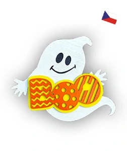 JH WoodArt Halloweenová dekorace duch oranžová 20 x 23 cm