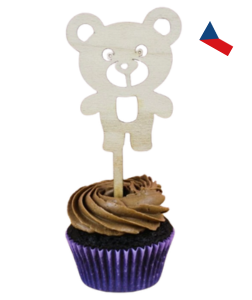 JH WoodArt Dřevěné medvídkové zápichy na cupcakes 1 ks