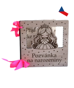 JH WoodArt Dřevěná pozvánka na narozeniny 1 ks