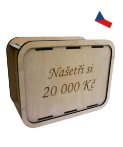 JH WoodArt Dřevěná pokladnička - Spořící výzva 20 000,-Kč