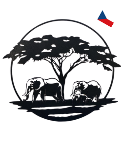 JH WoodArt Dřevěná nástěnná dekorace - Silueta slonů 1 ks