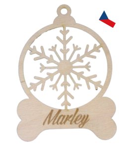 JH WoodArt Dřevěná Vánoční ozdoba se jménem Vašeho mazlíčka 1 ks