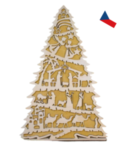 JH WoodArt Dřevěný vánoční stromek s motivem betlému 1 ks