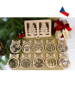 JH WoodArt Vánoční ozdoby - Sada 10 ks