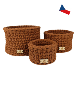 JH WoodArt Sada háčkovaných košíků 3 ks
