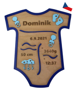 JH WoodArt Dřevěná památka k narození miminka – body s údaji na míru 1 ks