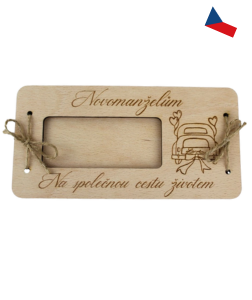 JH WoodArt Dřevěná svatební obálka s autíčkem – Novomanželům 1 ks