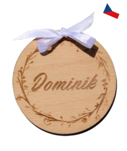 JH WoodArt Dřevěná svatební jmenovka - kulatá 1 ks