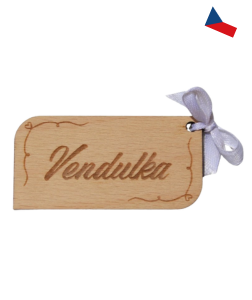 JH WoodArt Dřevěná svatební jmenovka s bílou stužkou - obdélník 1 ks