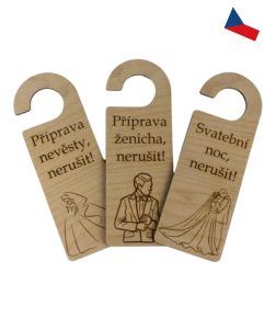 JH WoodArt Svatební visačka na kliku 