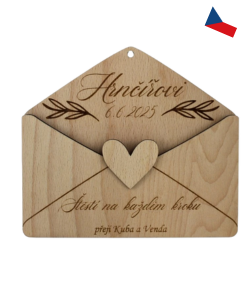 JH WoodArt Svatební dřevěná obálka s věnováním 1 ks