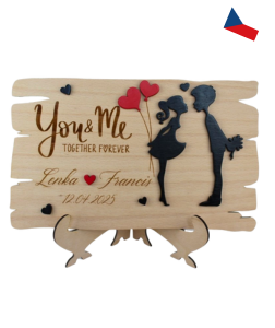 JH WoodArt Dřevěná svatební dekorace You & Me 1 ks