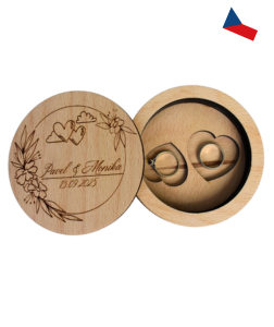 JH WoodArt Svatební krabička na prstýnky – kulatá s gravírováním 1 ks